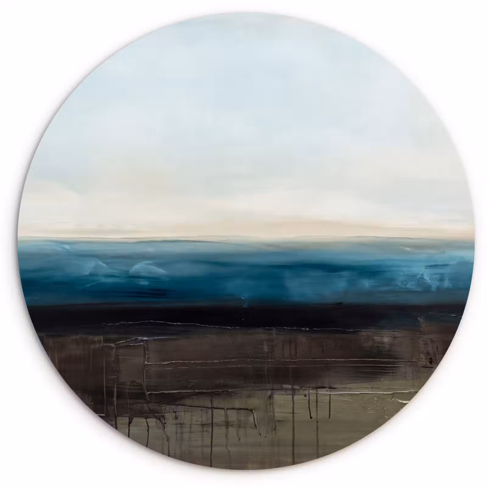 Wandcirkel - Glas - Abstract - Landschap - Horizon - Blauw - Modern — 1