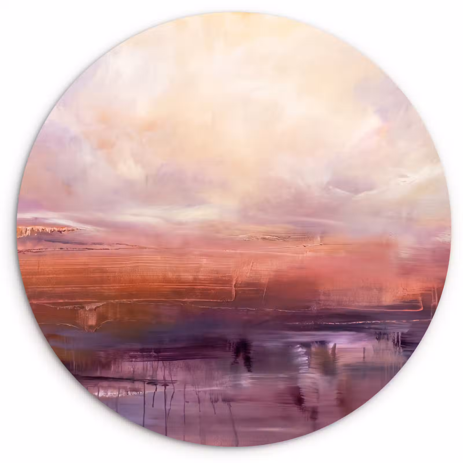 Wandcirkel - Glas - Abstract - Landschap - Modern - Paars - Oranje — 1