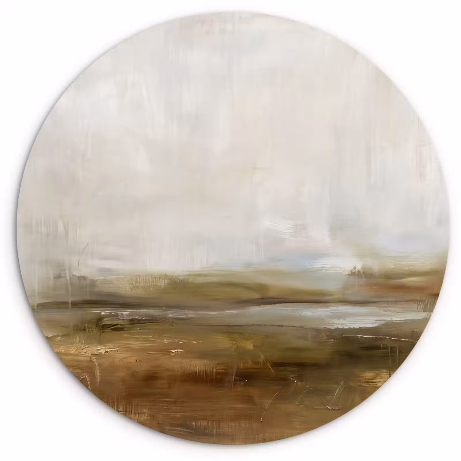 Wandcirkel - Glas - Abstract - Landschap - Natuur - Beige - Bruin — 1