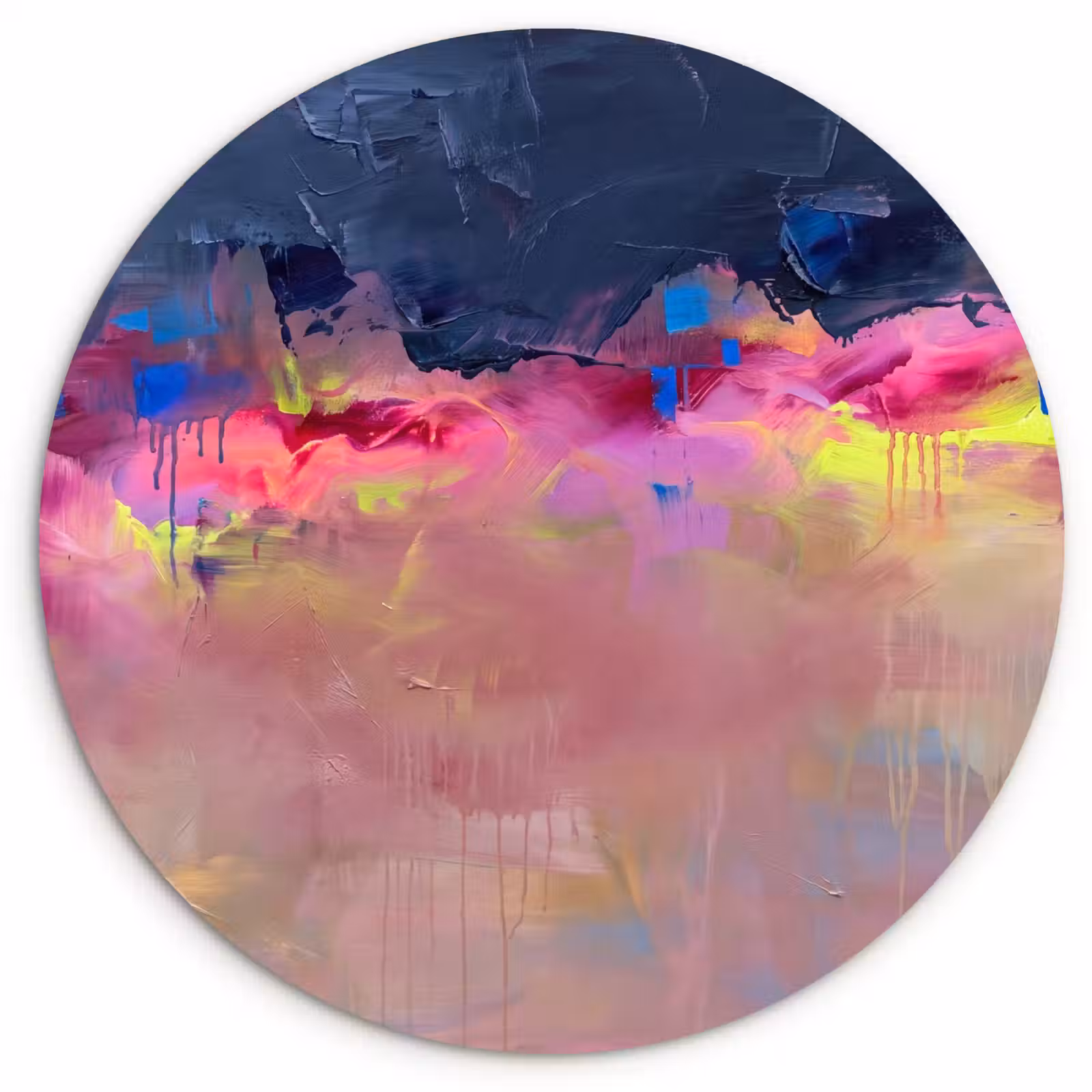 Wandcirkel - Glas - Abstract - Textuur - Kleuren - Modern - Roze — 1