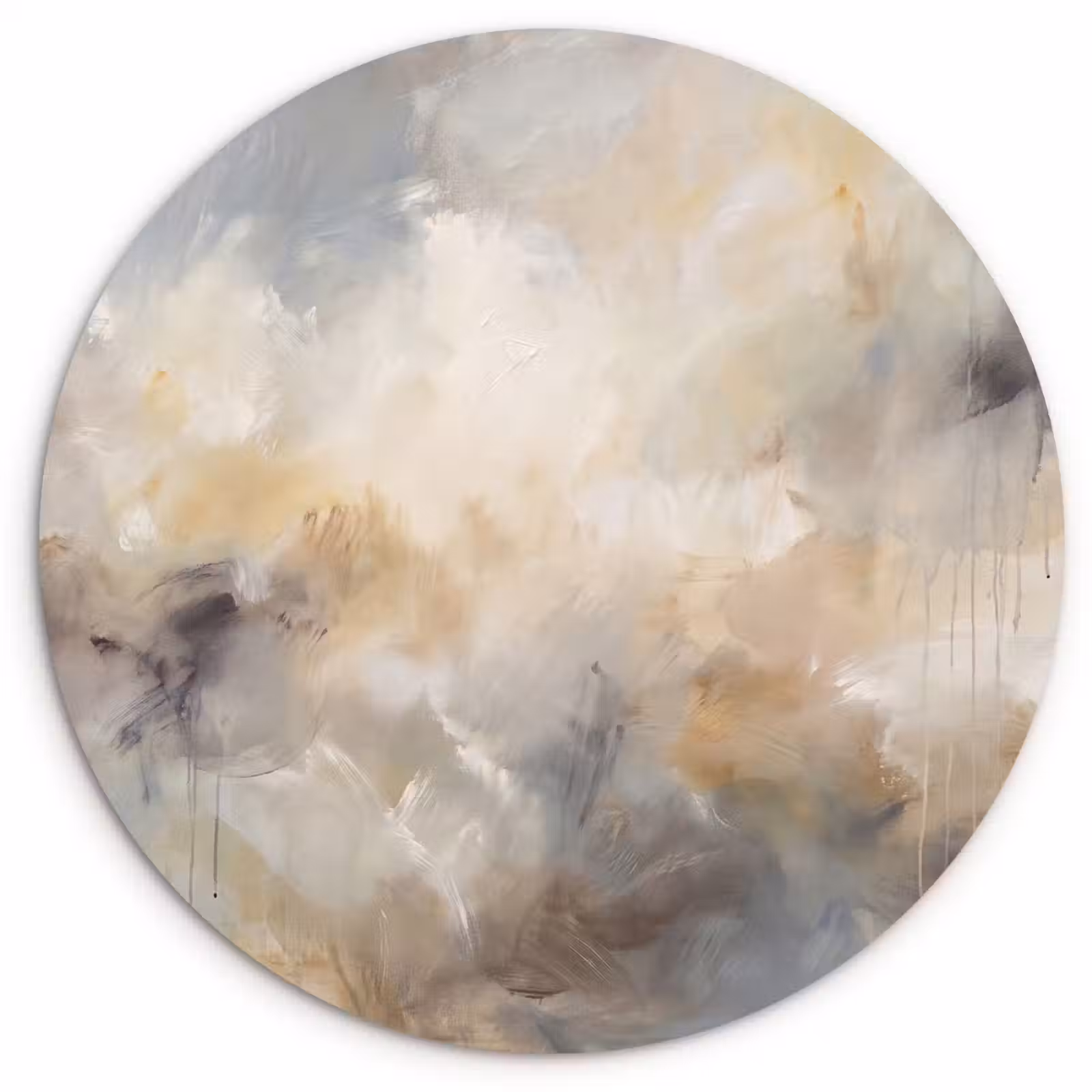 Wandcirkel - Glas - Abstract - Wolken - Sfeervol - Beige - Grijs — 1