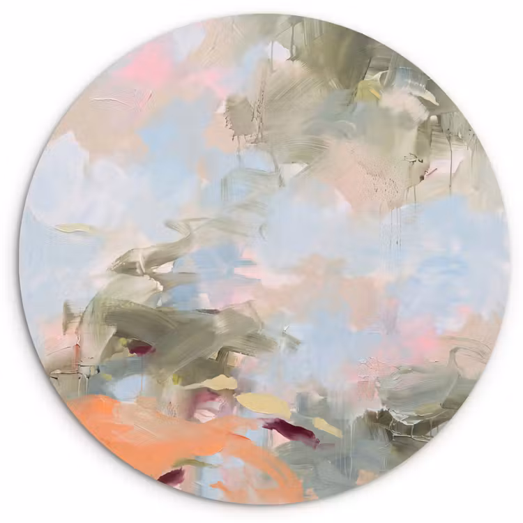Wandcirkel - Glas - Abstract - Borstelstreken - Kunst - Modern - Pastel — 1