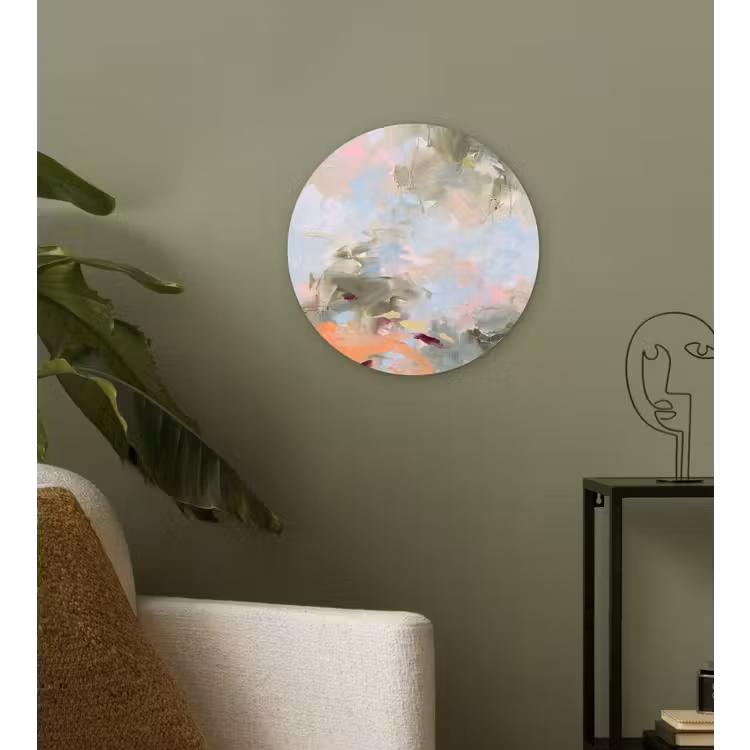 Wandcirkel - Glas - Abstract - Borstelstreken - Kunst - Modern - Pastel — 3