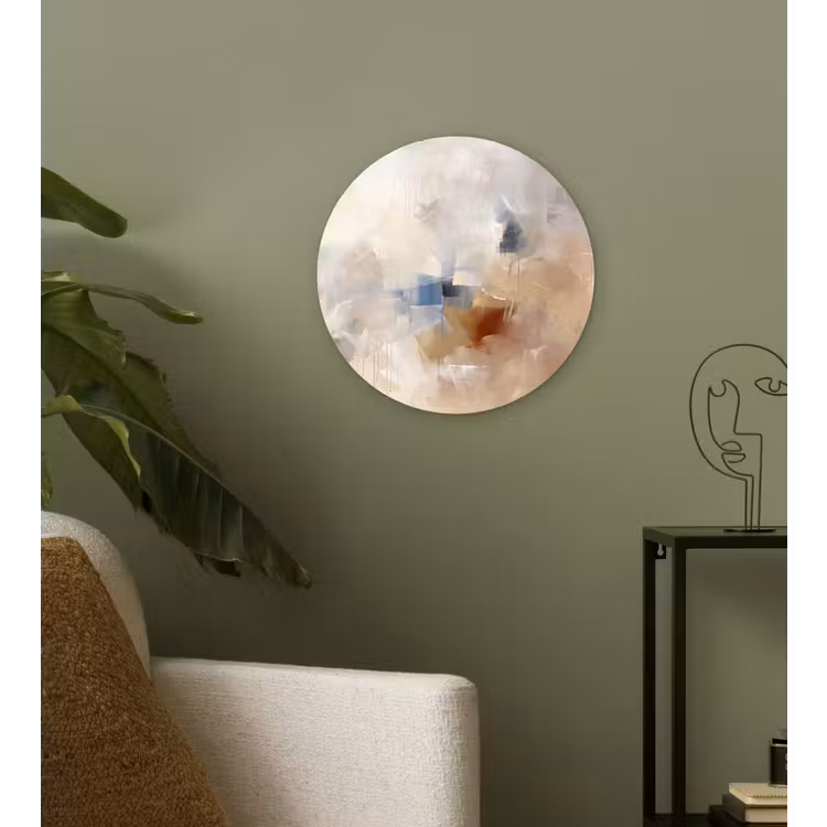 Wandcirkel - Glas - Abstract - Borstelstreken - Modern - Beige - Kunst — 3
