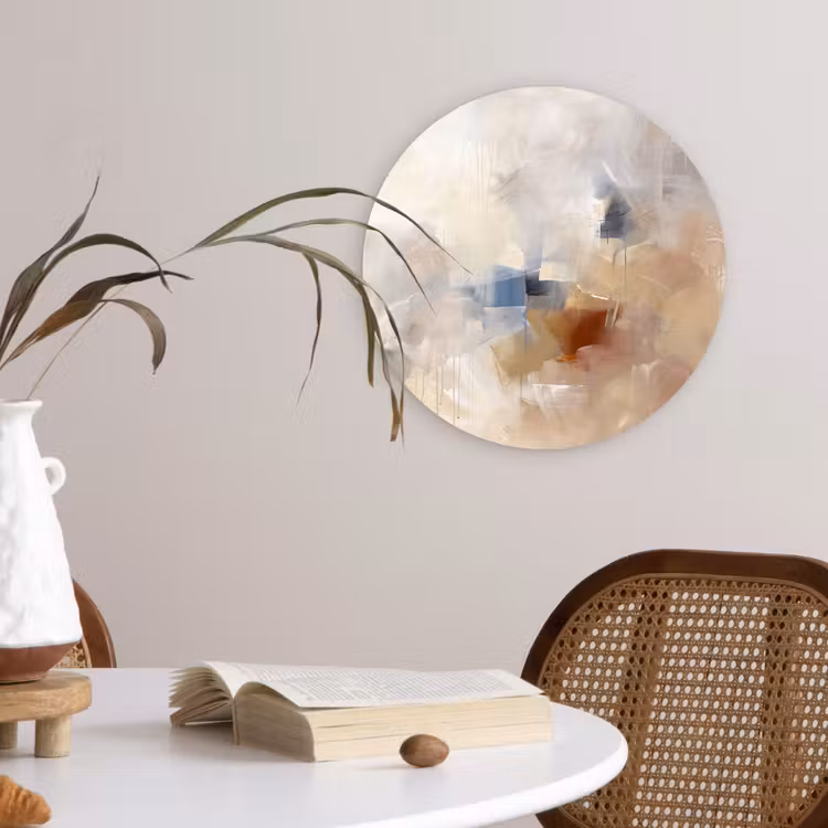 Wandcirkel - Glas - Abstract - Borstelstreken - Modern - Beige - Kunst — 4
