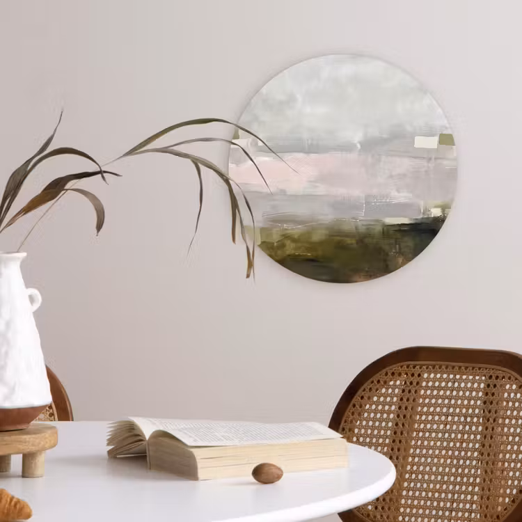 Wandcirkel - Glas - Abstract - Gelaagd - Kunst - Modern - Grijs-Groen — 4