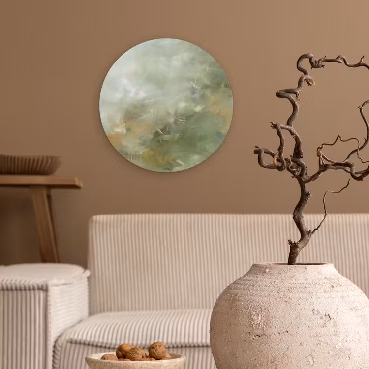 Wandcirkel - Glas - Abstract - Groen - Beige - Modern - Kunst — 2