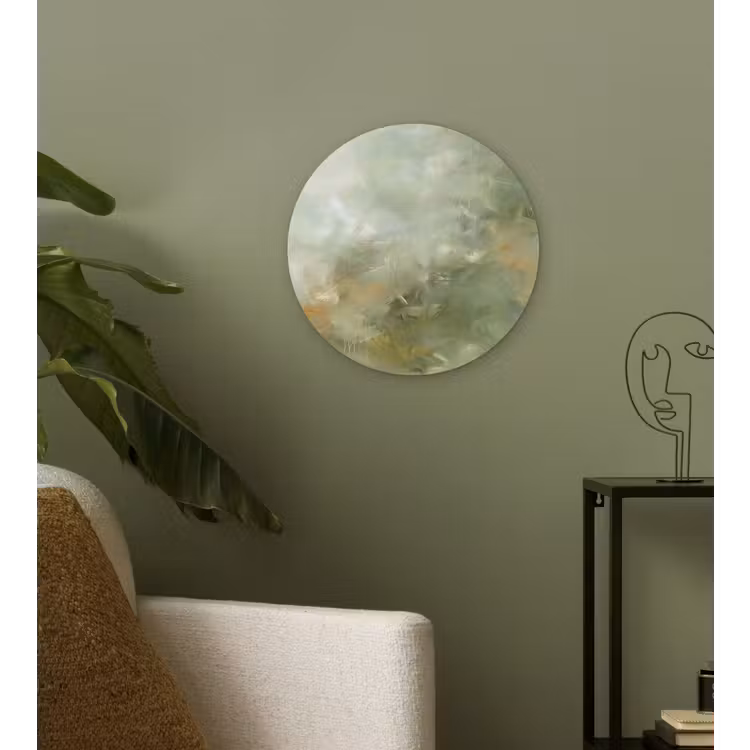 Wandcirkel - Glas - Abstract - Groen - Beige - Modern - Kunst — 3