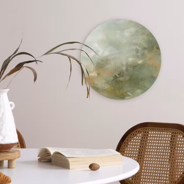 Wandcirkel - Glas - Abstract - Groen - Beige - Modern - Kunst — 4