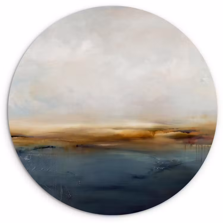 Wandcirkel - Glas - Abstract - Horizon - Water - Modern - Beige — 1