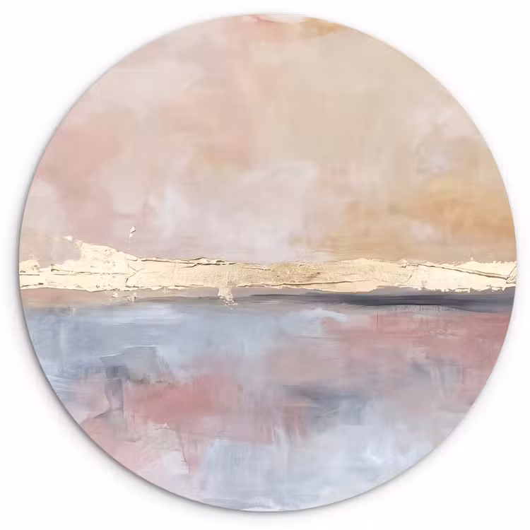 Wandcirkel - Glas - Abstract - Horizontaal - Kunst - Roze - Goud — 1