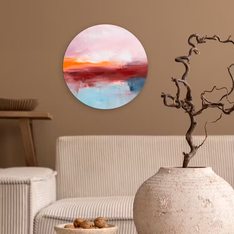 Wandcirkel - Glas - Abstract - Kleuren - Modern - Kunst - Roze — 2