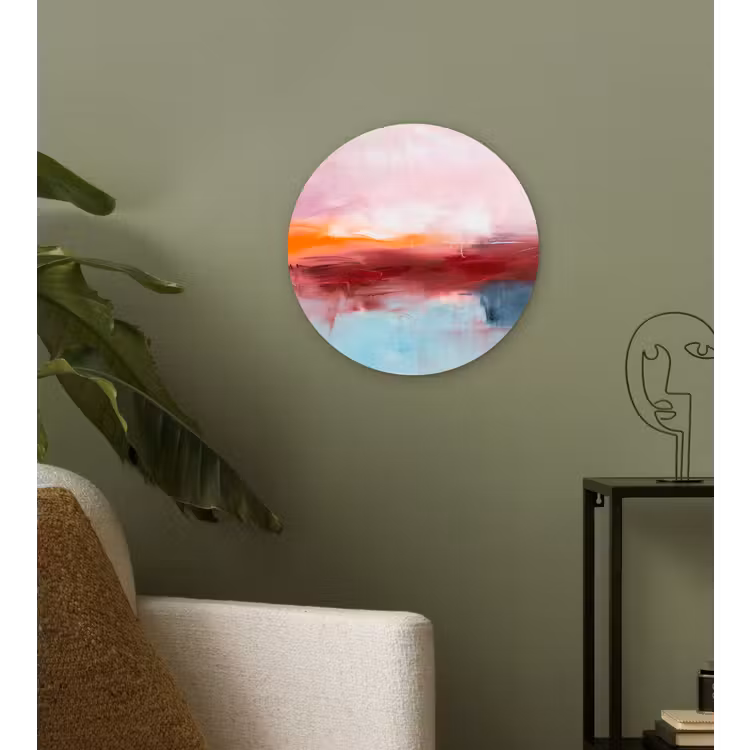 Wandcirkel - Glas - Abstract - Kleuren - Modern - Kunst - Roze — 3