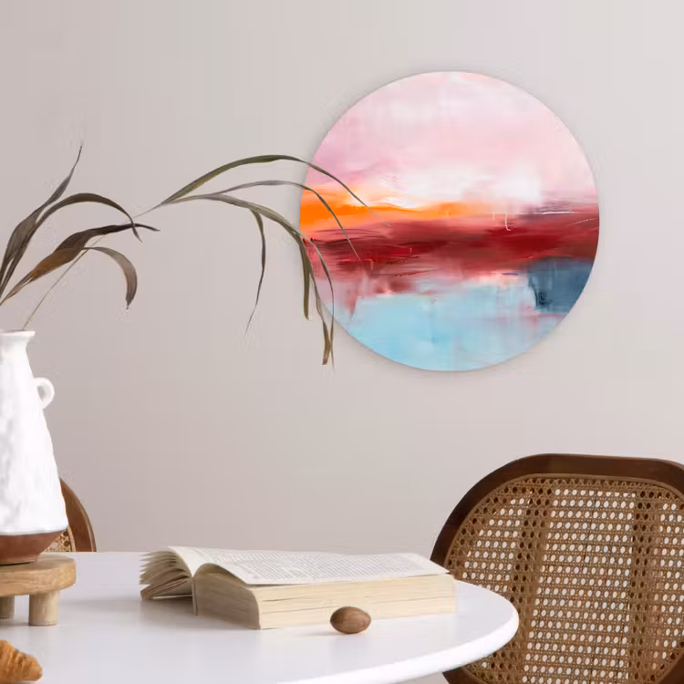 Wandcirkel - Glas - Abstract - Kleuren - Modern - Kunst - Roze — 4