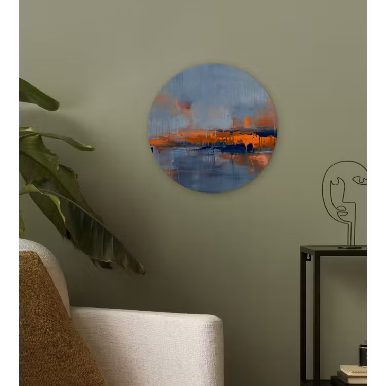 Wandcirkel - Glas - Abstract - Kleuren - Modern - Oranje - Grijs — 3