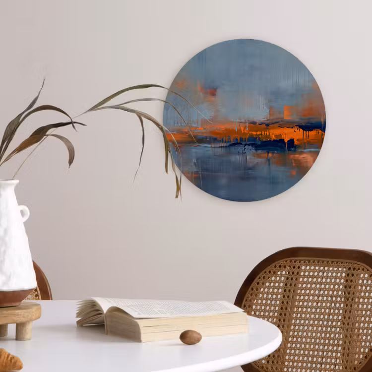 Wandcirkel - Glas - Abstract - Kleuren - Modern - Oranje - Grijs — 4