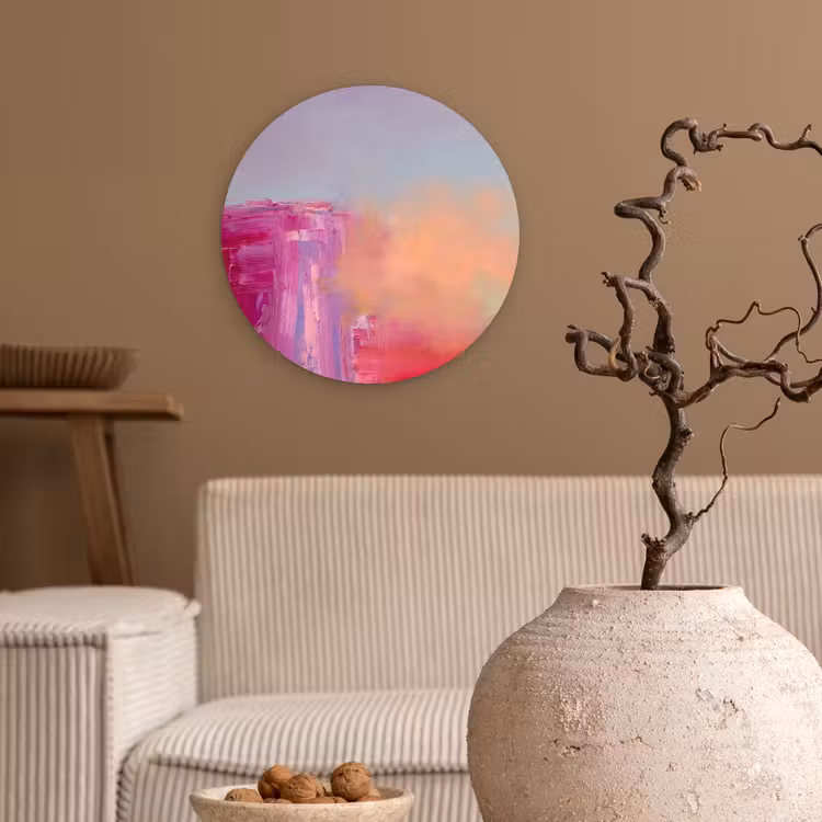 Wandcirkel - Glas - Abstract - Kleuren - Modern - Roze — 2