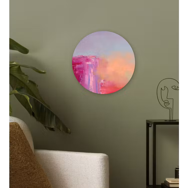 Wandcirkel - Glas - Abstract - Kleuren - Modern - Roze — 3