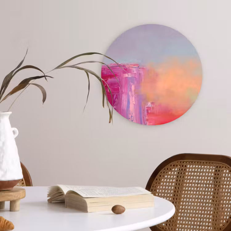 Wandcirkel - Glas - Abstract - Kleuren - Modern - Roze — 4