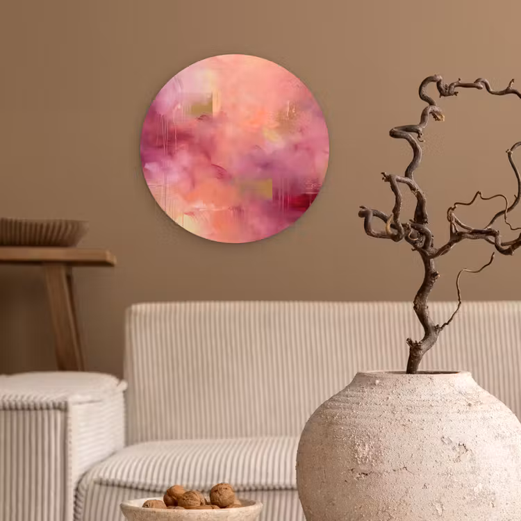 Wandcirkel - Glas - Abstract - Kleuren - Modern - Roze - Paars — 2