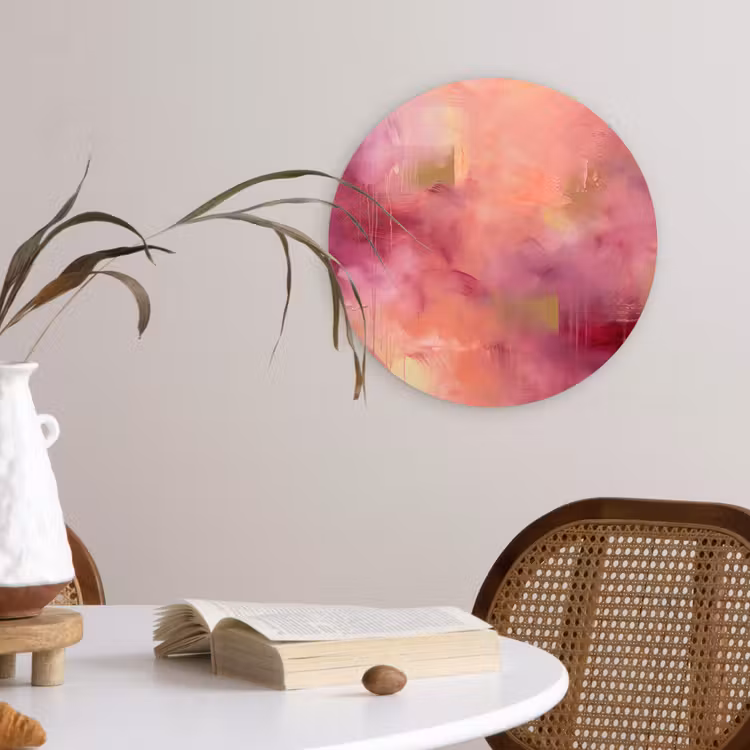Wandcirkel - Glas - Abstract - Kleuren - Modern - Roze - Paars — 4