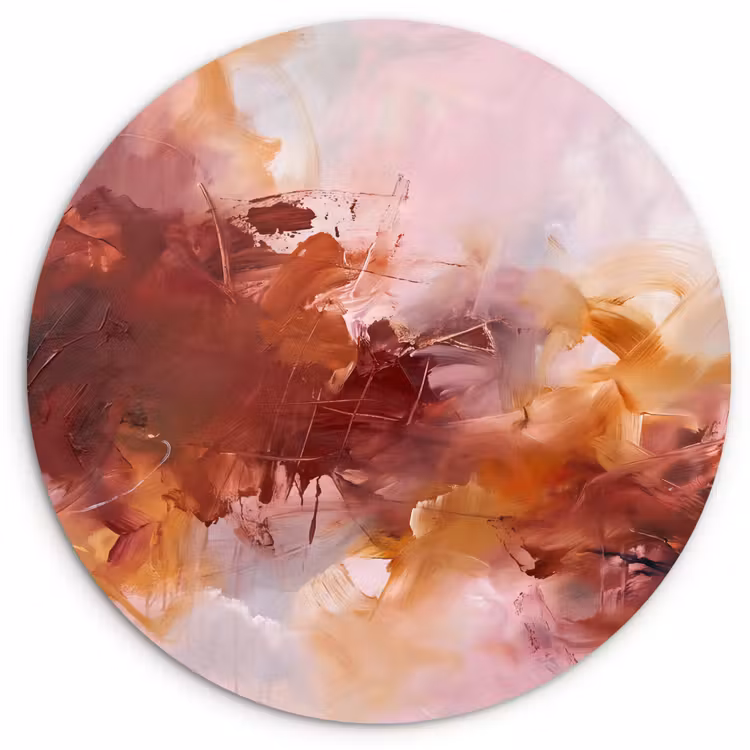 Wandcirkel - Glas - Abstract - Kleurrijk - Kunst - Modern - Roze-Rood — 1