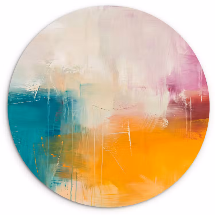 Wandcirkel - Glas - Abstract - Kleurrijk - Modern - Kunst - Oranje — 1