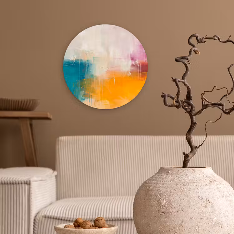 Wandcirkel - Glas - Abstract - Kleurrijk - Modern - Kunst - Oranje — 2