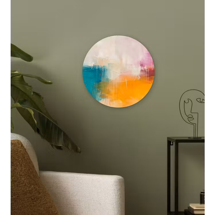 Wandcirkel - Glas - Abstract - Kleurrijk - Modern - Kunst - Oranje — 3