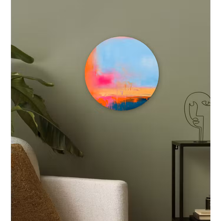 Wandcirkel - Glas - Abstract - Kleurvlakken - Modern - Oranje - Blauw — 3