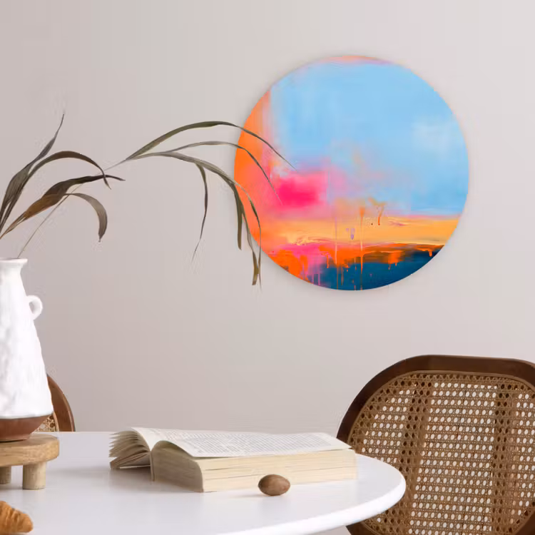 Wandcirkel - Glas - Abstract - Kleurvlakken - Modern - Oranje - Blauw — 4
