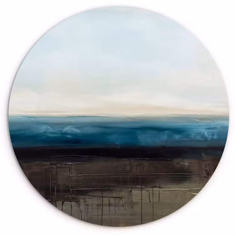 Wandcirkel - Glas - Abstract - Landschap - Horizon - Blauw - Modern — 1