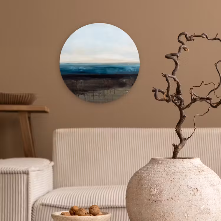 Wandcirkel - Glas - Abstract - Landschap - Horizon - Blauw - Modern — 2