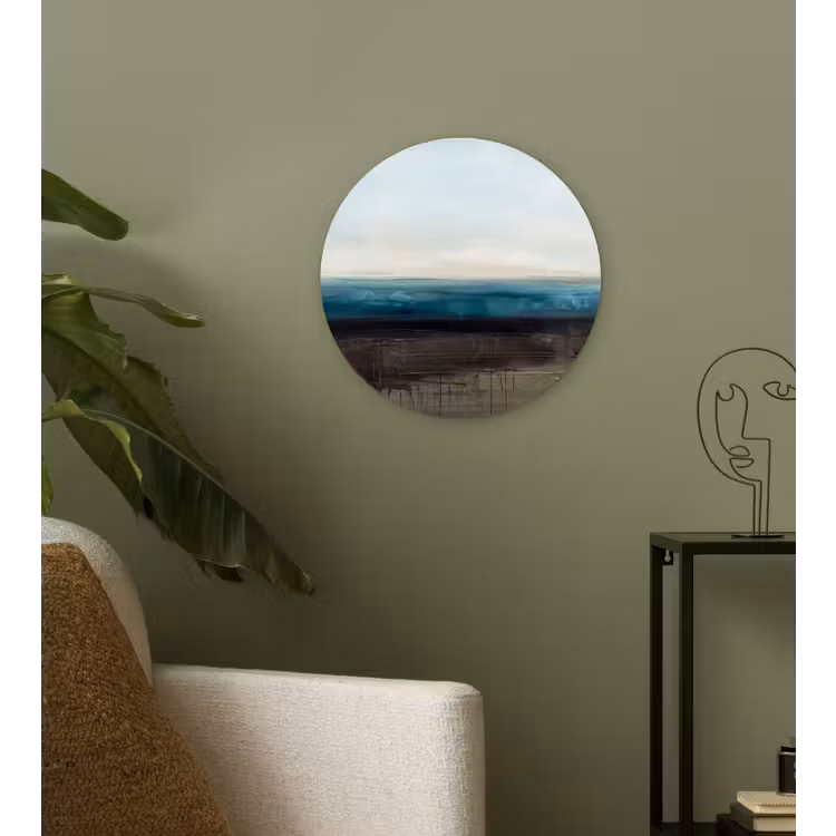 Wandcirkel - Glas - Abstract - Landschap - Horizon - Blauw - Modern — 3