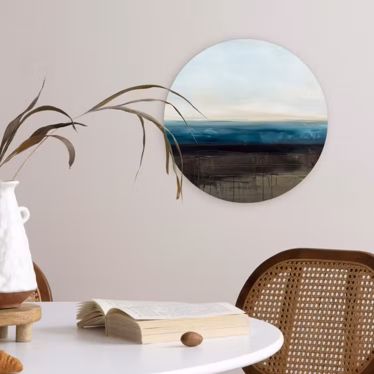 Wandcirkel - Glas - Abstract - Landschap - Horizon - Blauw - Modern — 4