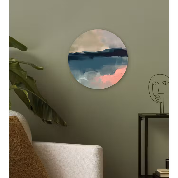 Wandcirkel - Glas - Abstract - Landschap - Kunst - Modern - Groen - Blauw — 3