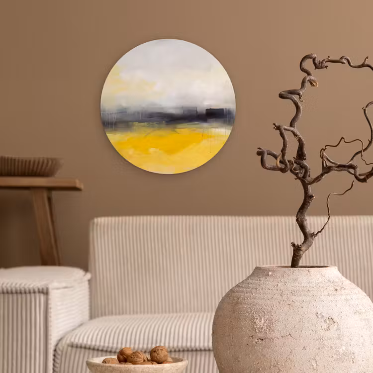 Wandcirkel - Glas - Abstract - Landschap - Modern - Geel — 2