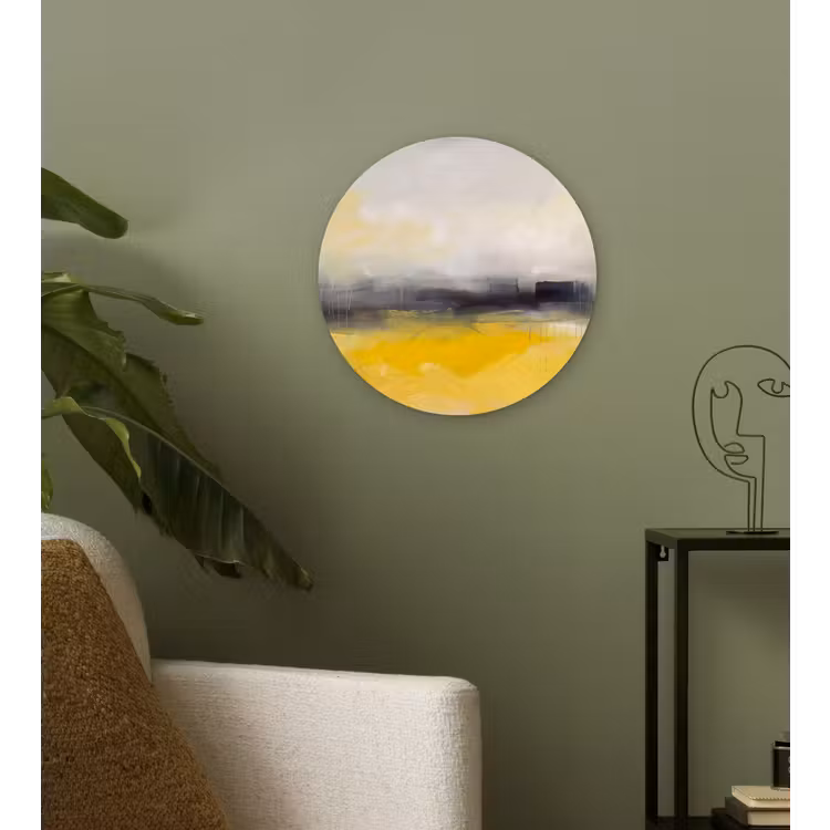Wandcirkel - Glas - Abstract - Landschap - Modern - Geel — 3