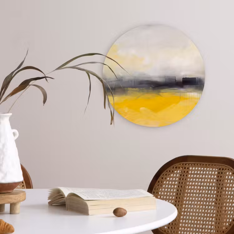 Wandcirkel - Glas - Abstract - Landschap - Modern - Geel — 4