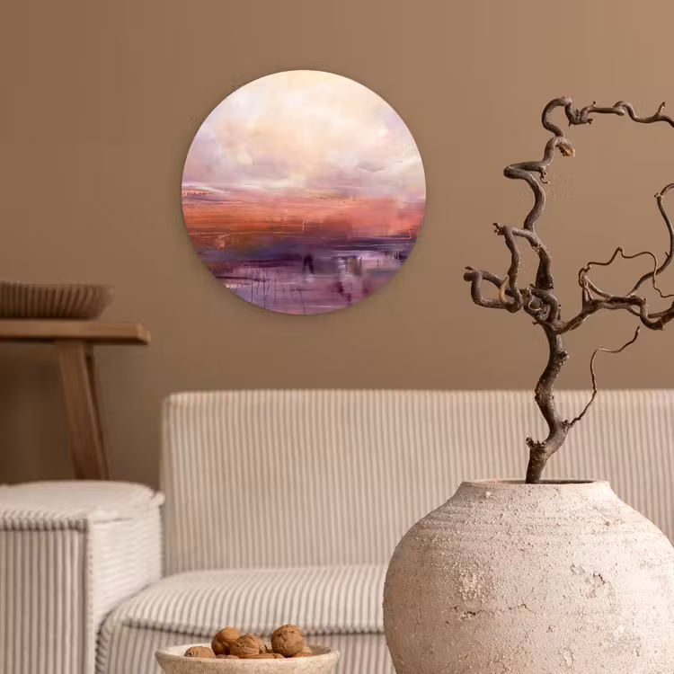 Wandcirkel - Glas - Abstract - Landschap - Modern - Paars - Oranje — 2