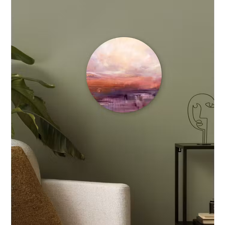 Wandcirkel - Glas - Abstract - Landschap - Modern - Paars - Oranje — 3