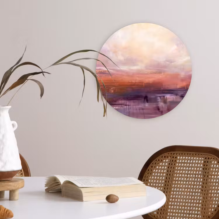 Wandcirkel - Glas - Abstract - Landschap - Modern - Paars - Oranje — 4