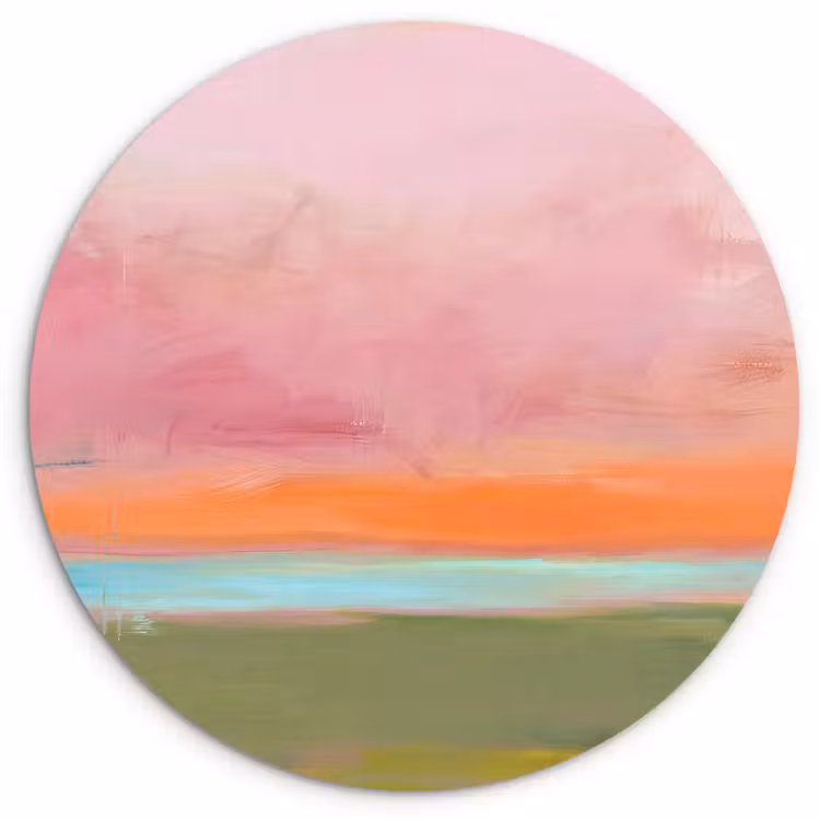 Wandcirkel - Glas - Abstract - Landschap - Modern - Roze - Oranje — 1