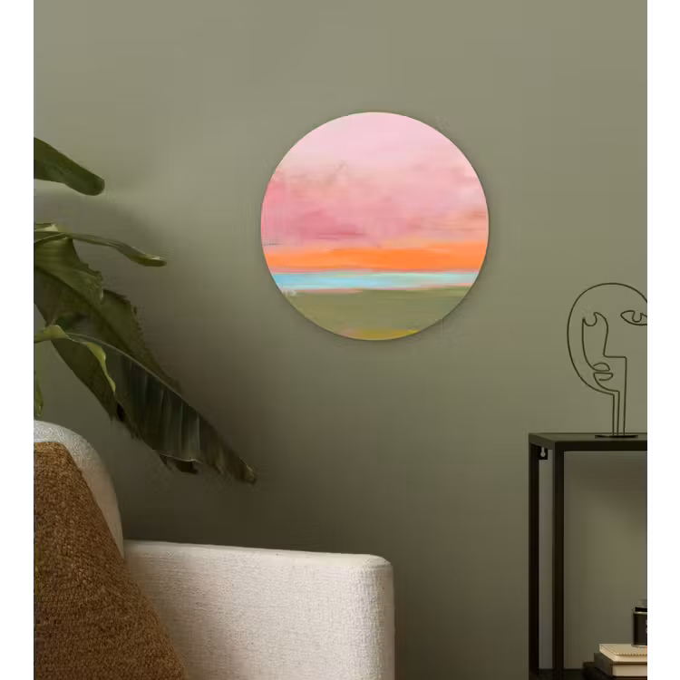 Wandcirkel - Glas - Abstract - Landschap - Modern - Roze - Oranje — 3