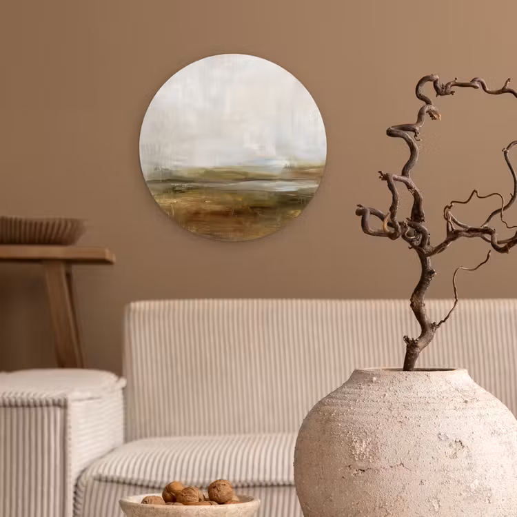 Wandcirkel - Glas - Abstract - Landschap - Natuur - Beige - Bruin — 2