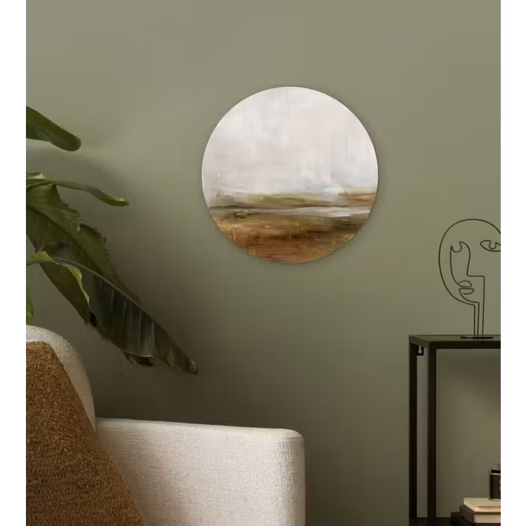 Wandcirkel - Glas - Abstract - Landschap - Natuur - Beige - Bruin — 3