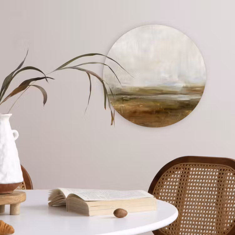 Wandcirkel - Glas - Abstract - Landschap - Natuur - Beige - Bruin — 4