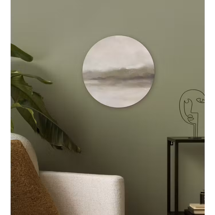Wandcirkel - Glas - Abstract - Landschap - Nevel - Modern - Grijs — 3