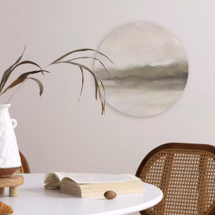Wandcirkel - Glas - Abstract - Landschap - Nevel - Modern - Grijs — 4