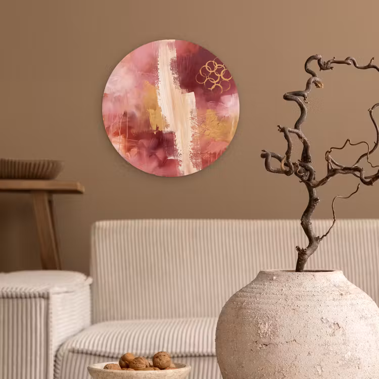 Wandcirkel - Glas - Abstract - Rood - Goud - Modern - Kunst — 2